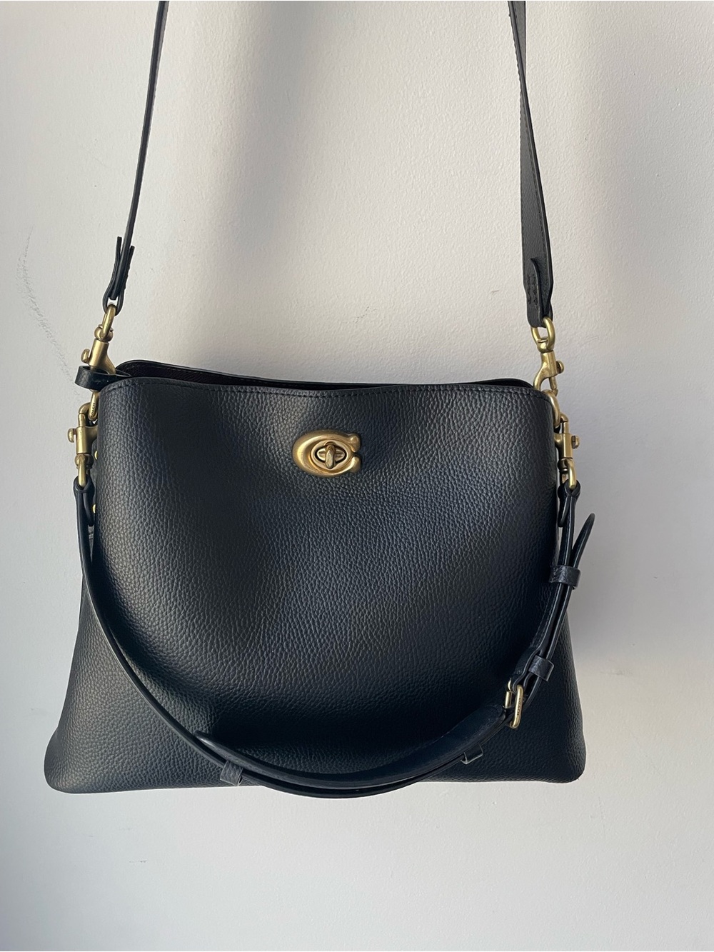 Coach Willow Shoulder Bag Black and Burgundy